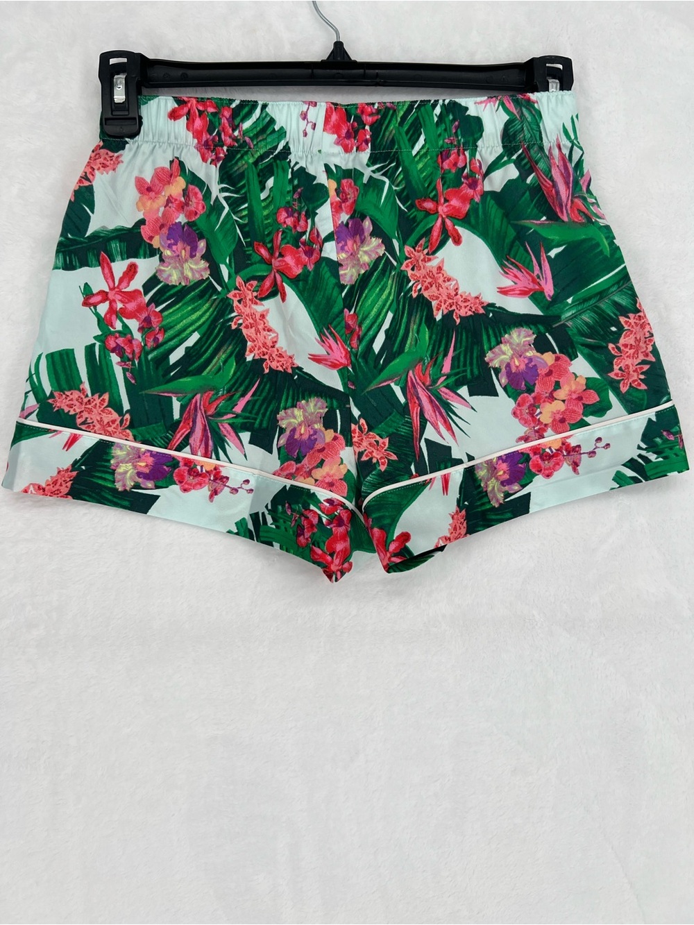 Victoria's Secret Satin Racerback Pajama Set Boxer Shorts Tropical Sz S Vacation - Picture 10 of 12